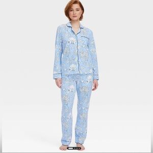 🩵💙 Roller Rabbit x Target Women's Floral Vines Long Sleeves & Pants PJ Set Blue